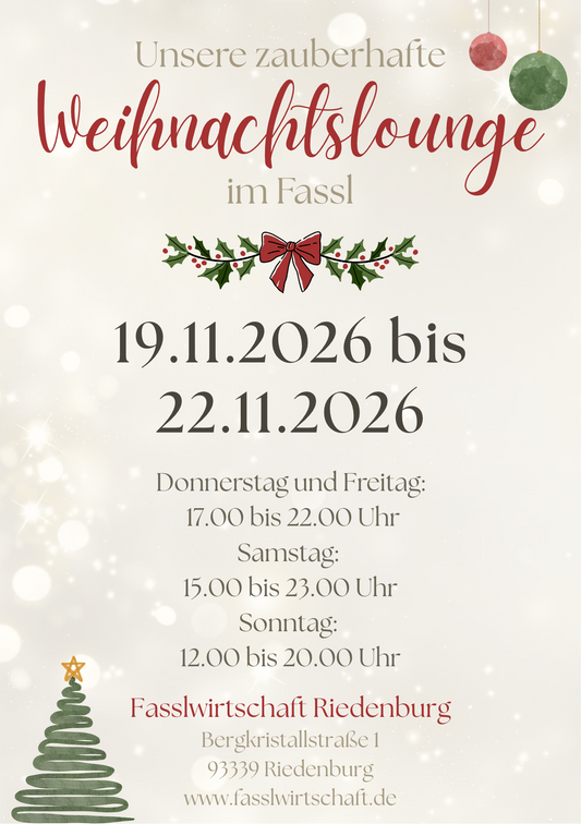 Zauberhafte Weihnachtslounge im Fassl