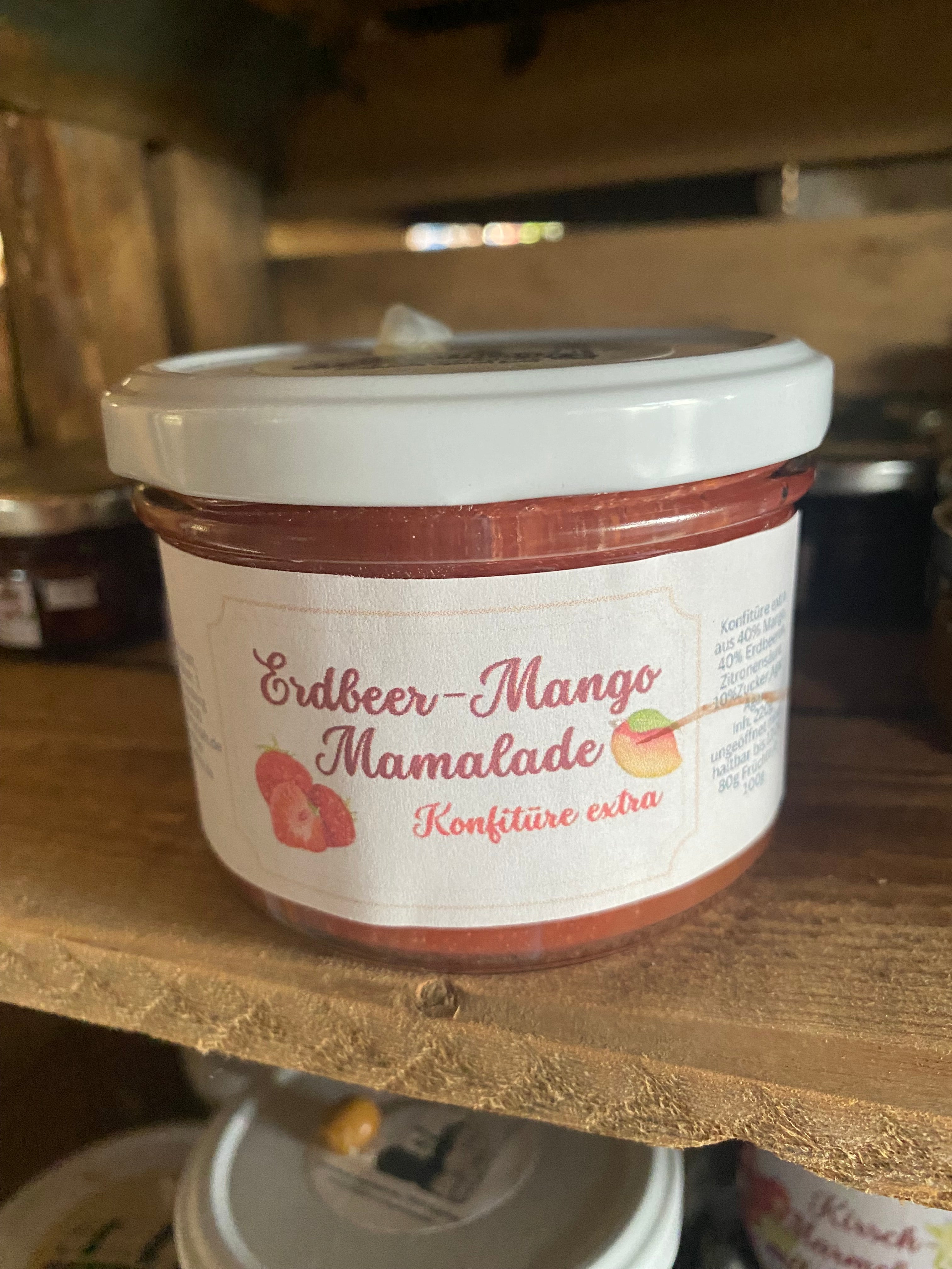 Erdbeer-Mango Mamalade Sonnentanz Konfitüre extra – FasslHex Erdbeer-Mango Mamalade Sonnentanz Konfitüre extra – FasslHex