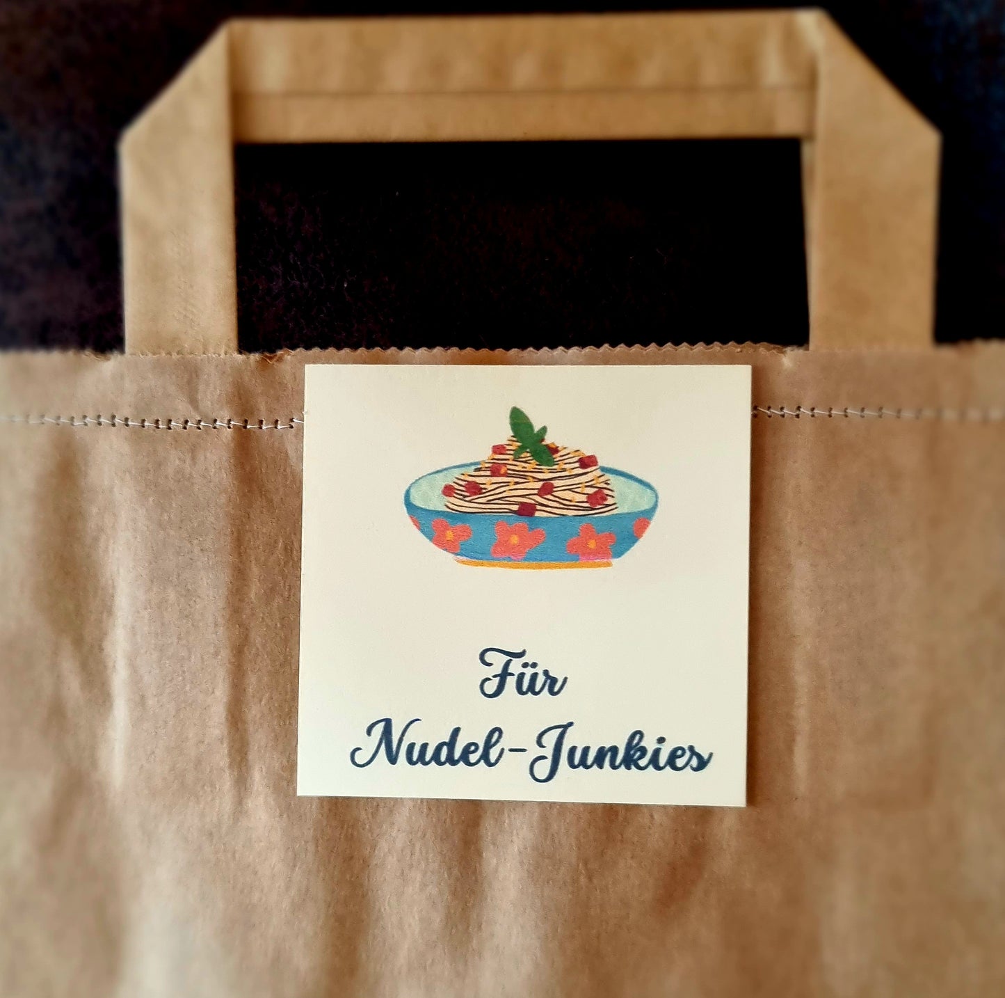 Tascherl-Glück: Geschenktasche "Für Nudel-Junkies"